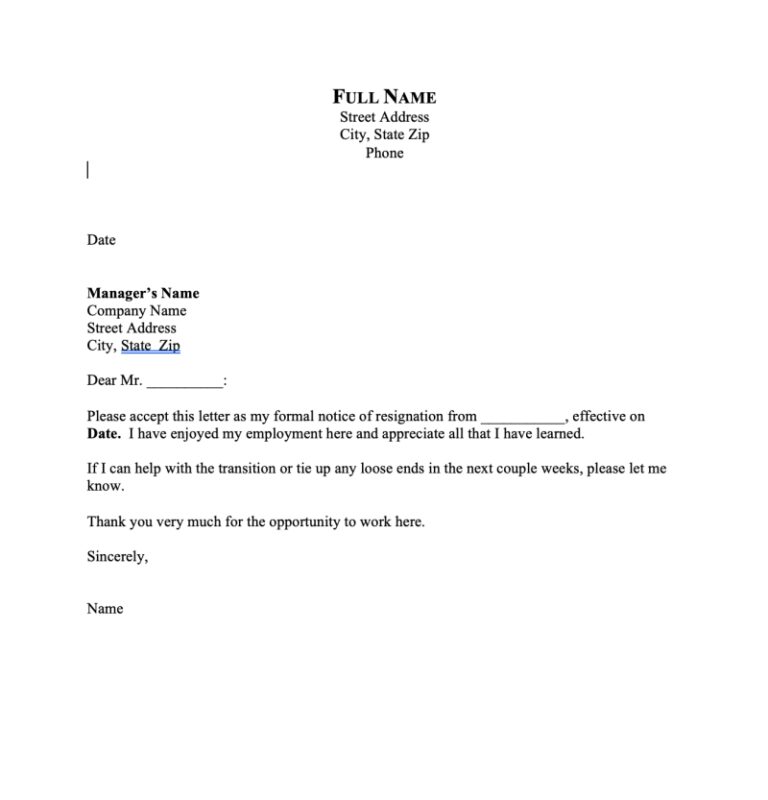 Resignation Letter Without Notice Free Sample Example Format Templates