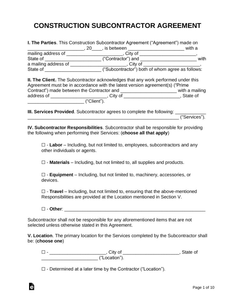 Contract For Contractors Template - Free Sample, Example & Format Templates