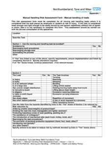 Manual Handling Risk Assessment Template - Free Sample, Example ...