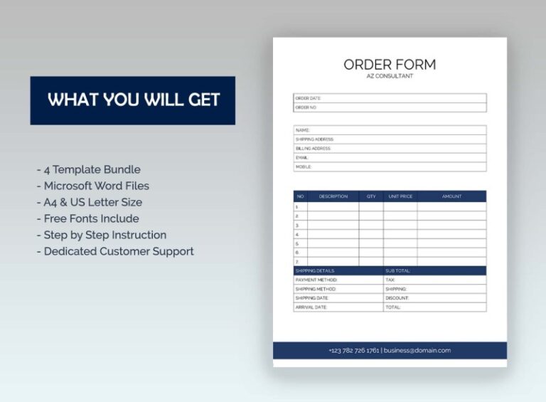 Microsoft Order Form Template Free - Free Sample, Example & Format ...