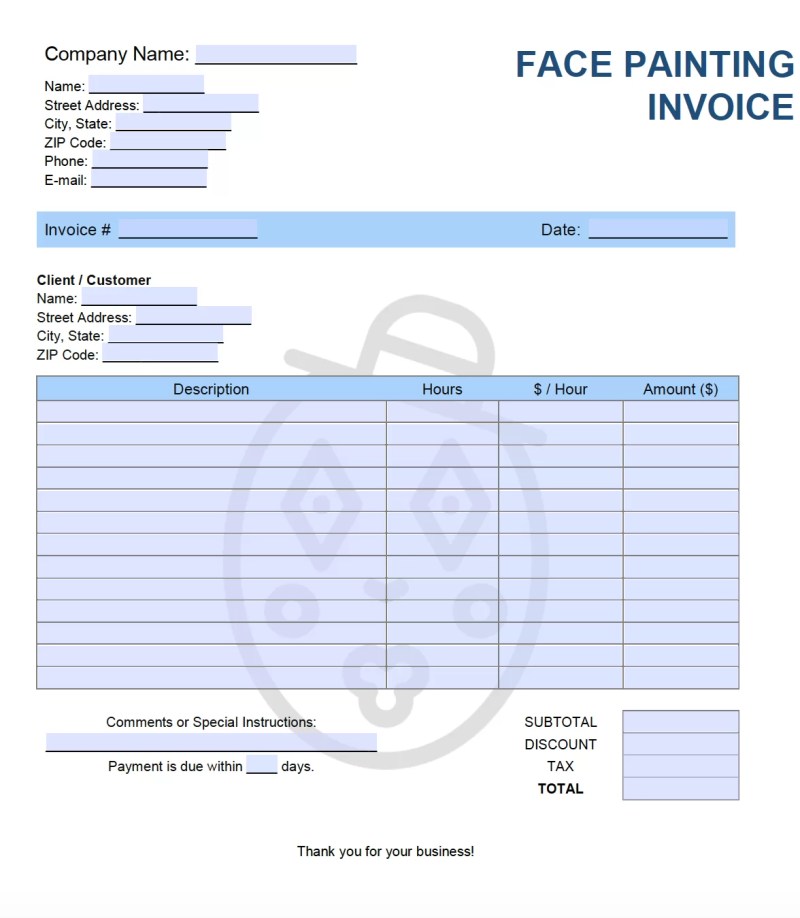 Painter Invoice Template Free Sample, Example & Format Templates