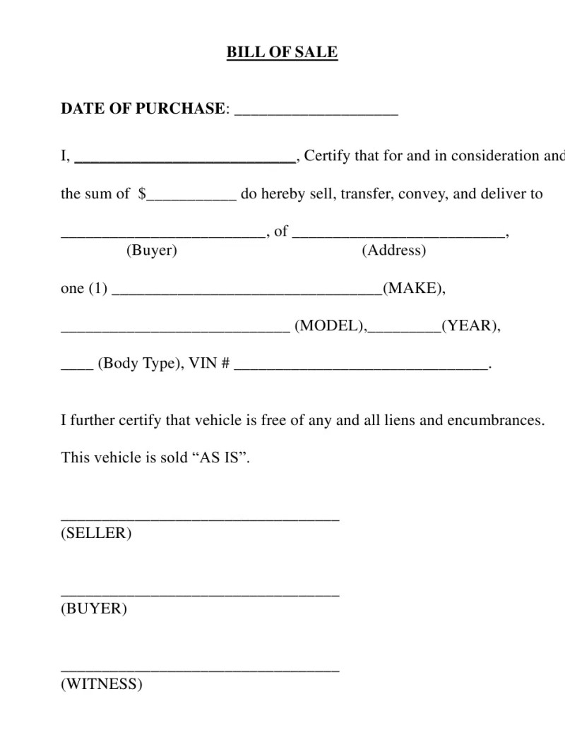 Bill Of Sale Alabama Car - Free Sample, Example & Format Templates