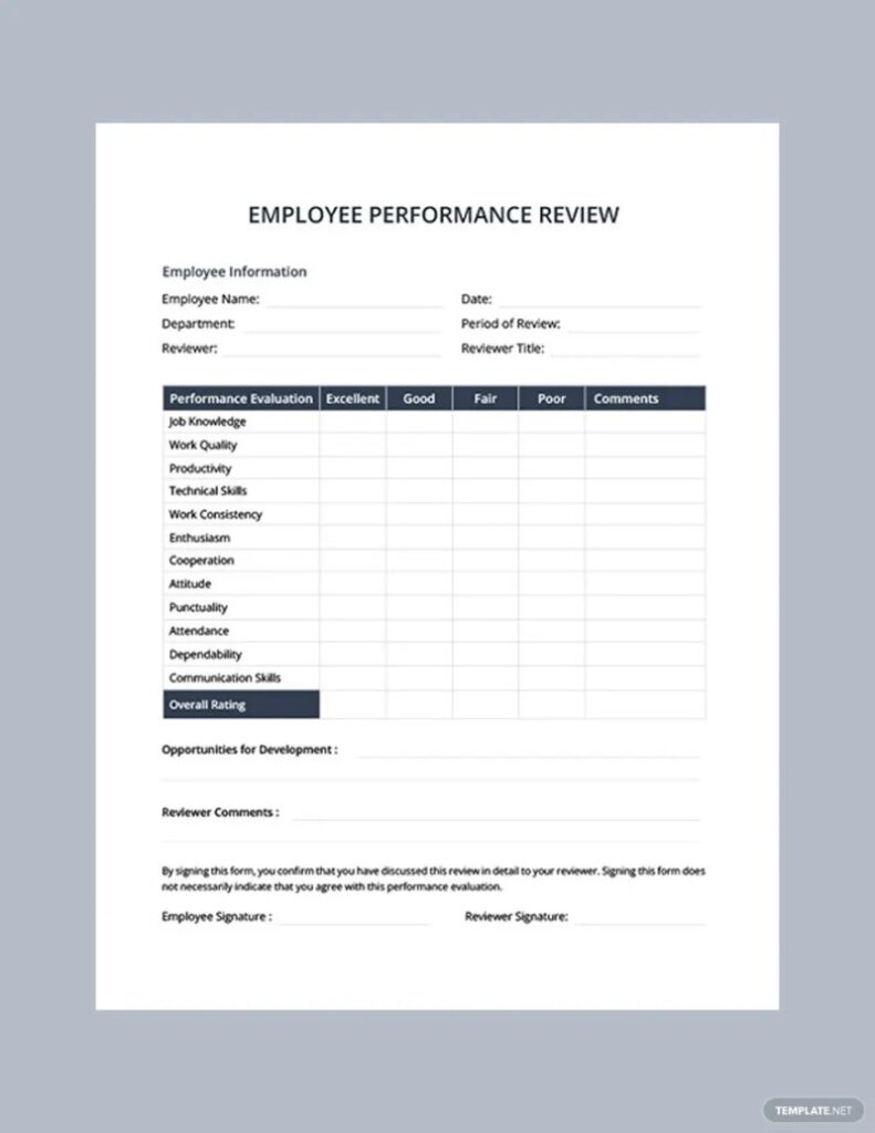 Employee Evaluation Template Word - Free Sample, Example & Format Templates