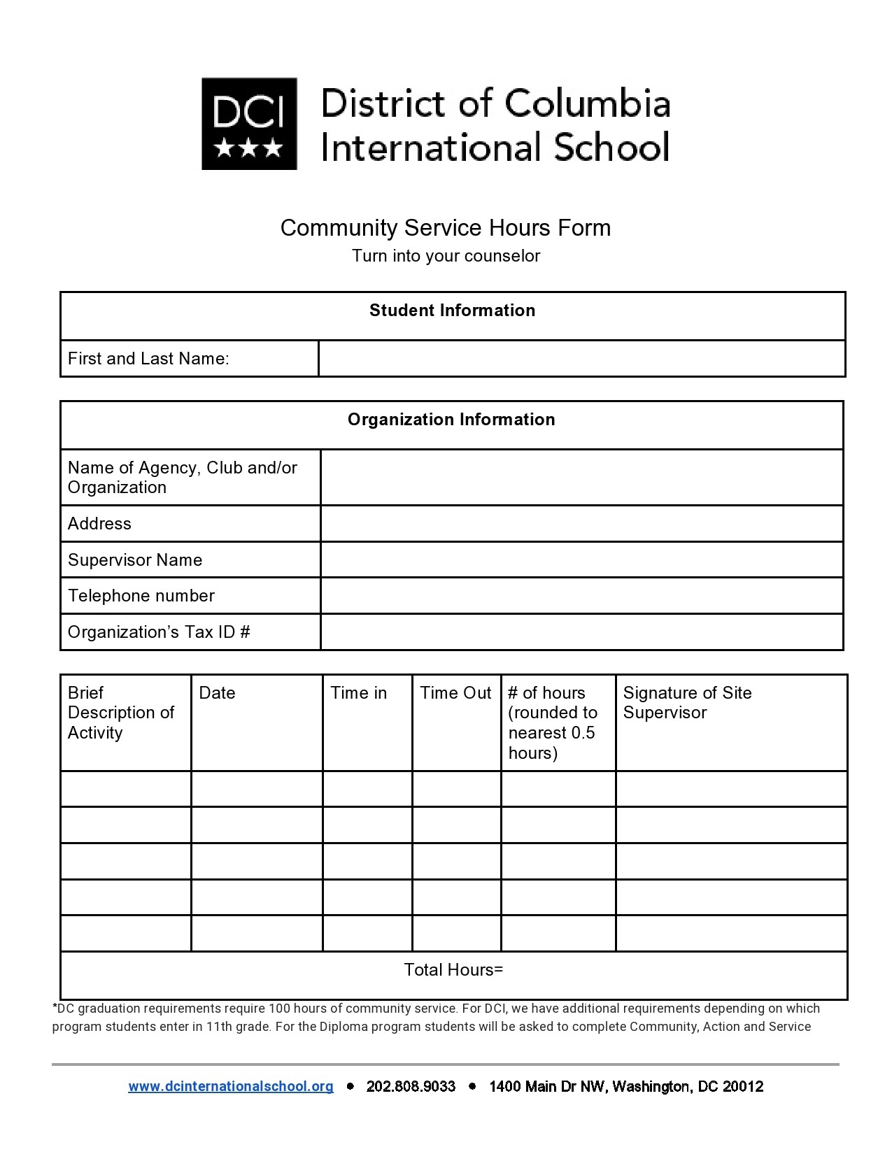 Community Service Documentation Form Template Free Sample, Example